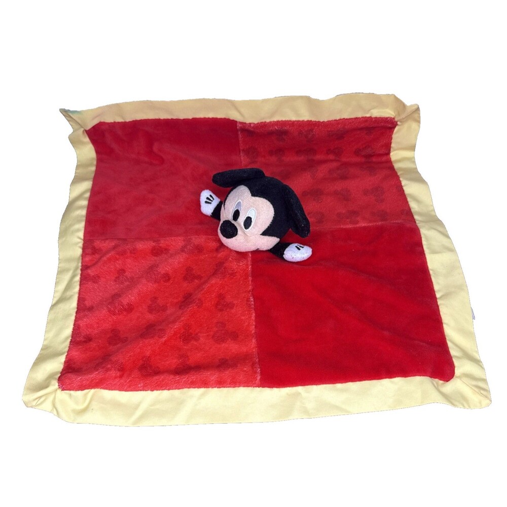 Disney Baby Mickey Mouse Red Lovey Security Blanket Crinkle Ears Plush Satin 14"